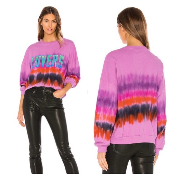 Lovers + Friends Revolve Lovers Bowery Oversized Sweatshirt Tie Dye Large - Picture 2 of 11